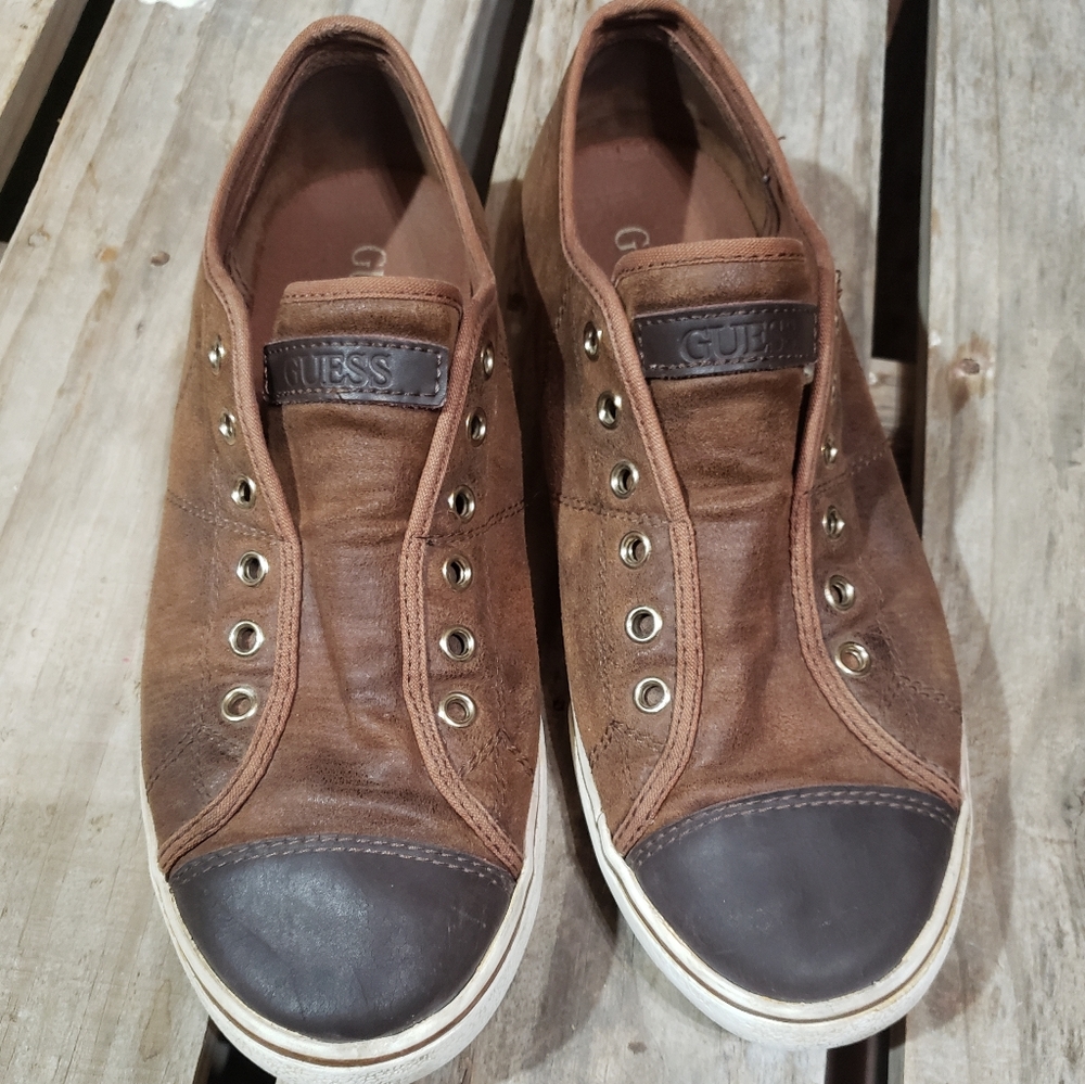 Guess Brown Leather Sneakers